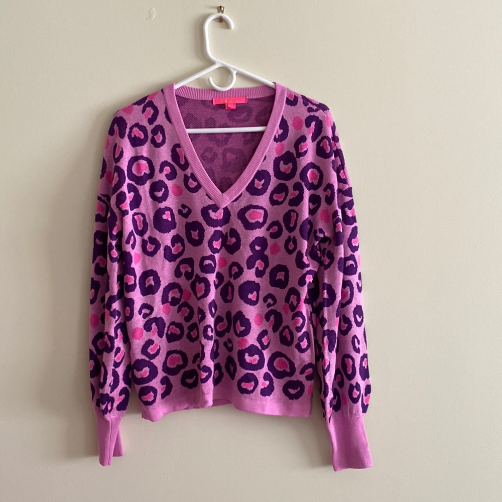 Lilly Pulitzer Cheetah Print v-Neck Sweater
